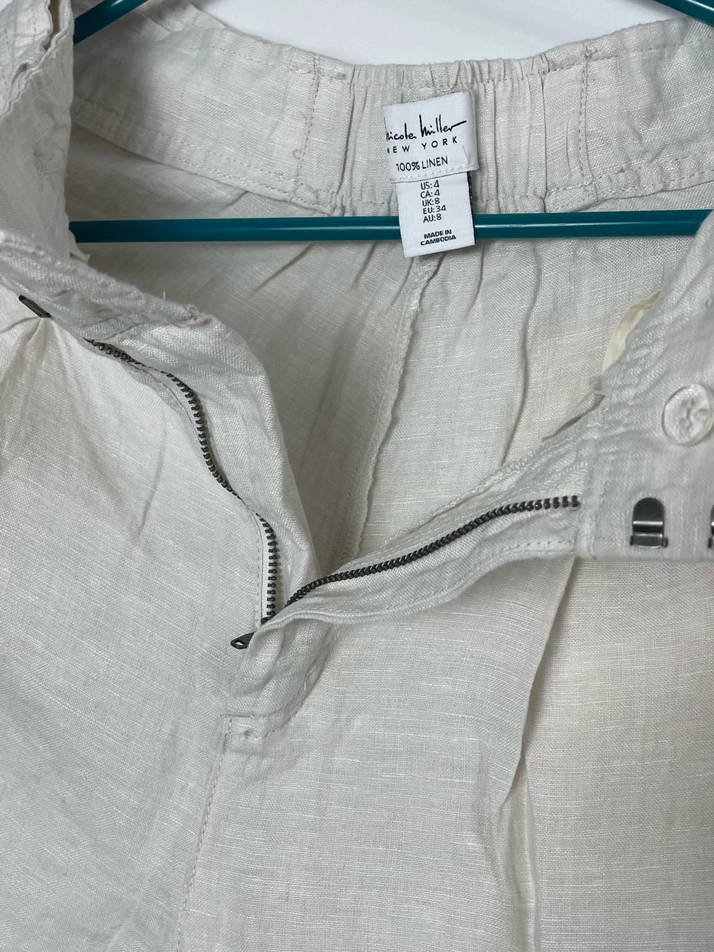 Women’s 100% Linen High Waisted Pants | Cream Beige | Size US 4 | NWT - Picture 8 of 9